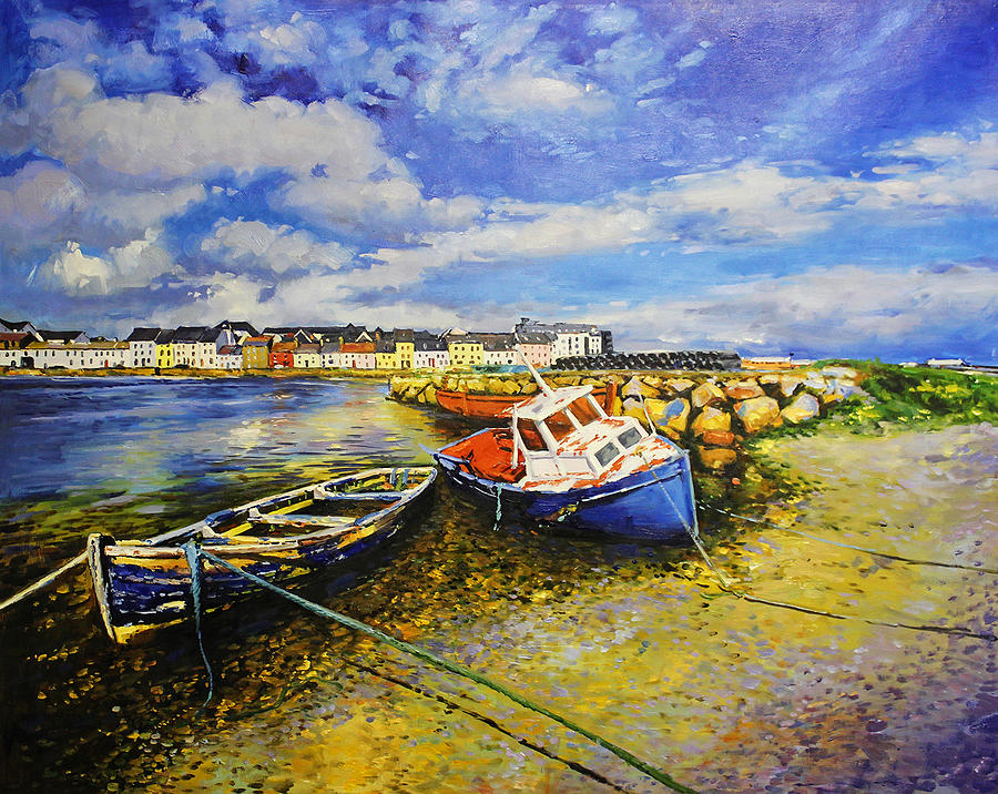 Long Walk With Boats Painting by Conor McGuire