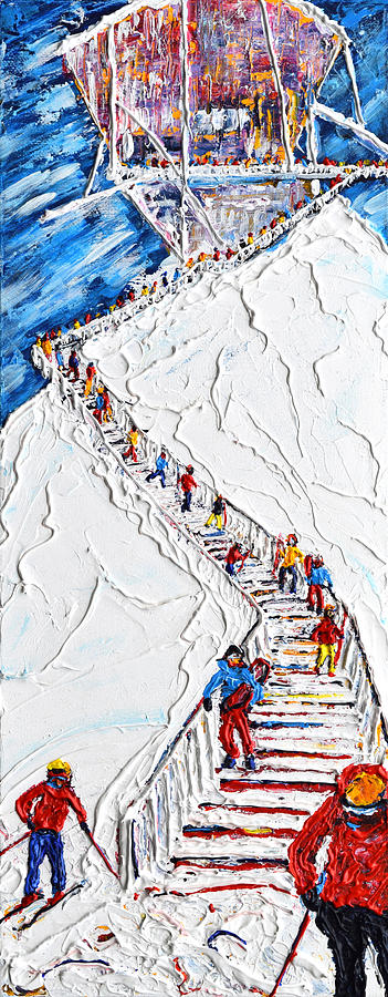 Long way down Verbier, Mt Fort Painting by Pete Caswell
