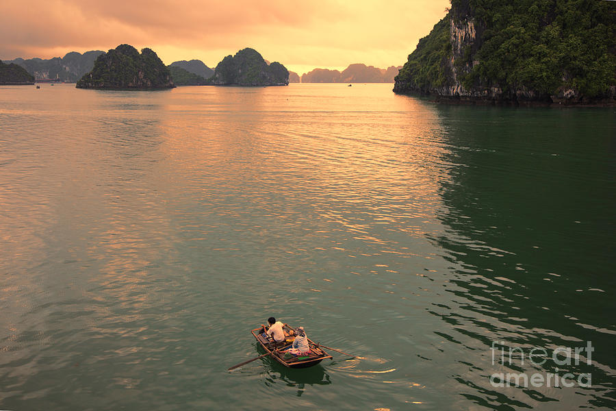 Landscape Photograph - Long way Home  Vietnam sunset by Chuck Kuhn