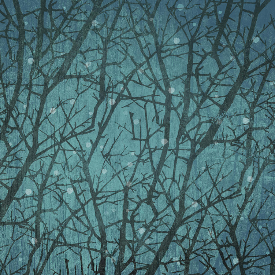 Winter Painting - Long Winters Night by Little Bunny Sunshine