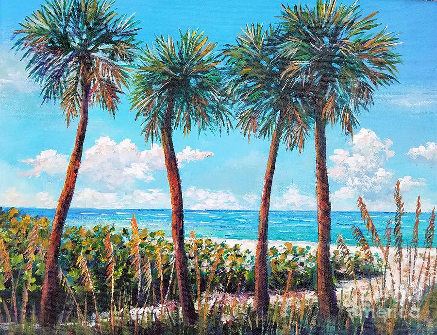 Longboat Key Palms Painting by Lou Ann Bagnall