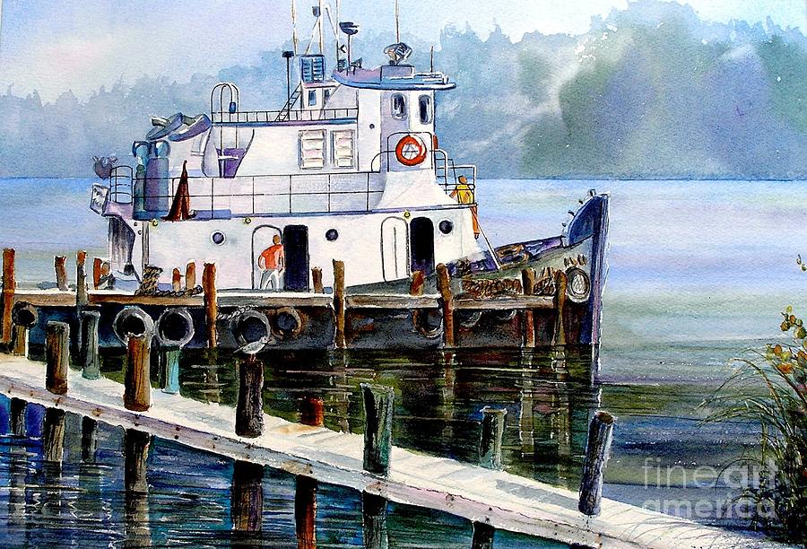 Tugboat Painting - Longboat Key Tugboat by Midge Pippel Tugboat Painting - Longboat Key Tugboat by Midge Pippel