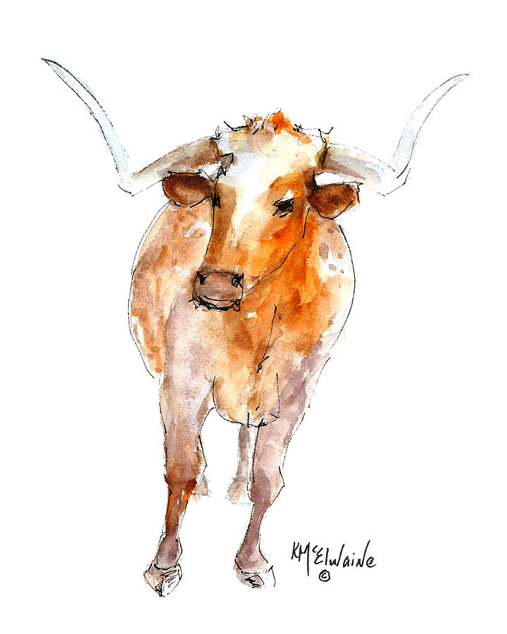 Longhorn 1 Watercolor Painting by KMcElwaine by Kathleen McElwaine Longhorn 1 Watercolor Painting by KMcElwaine by Kathleen McElwaine