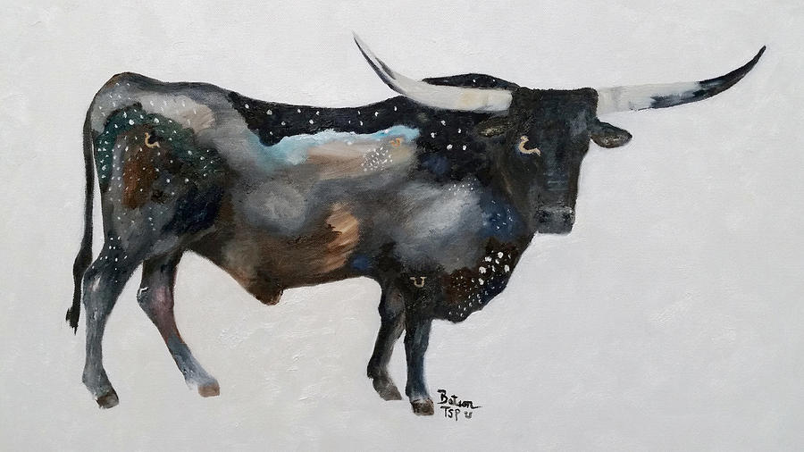 Longhorn Bull Painting by Barbie Batson