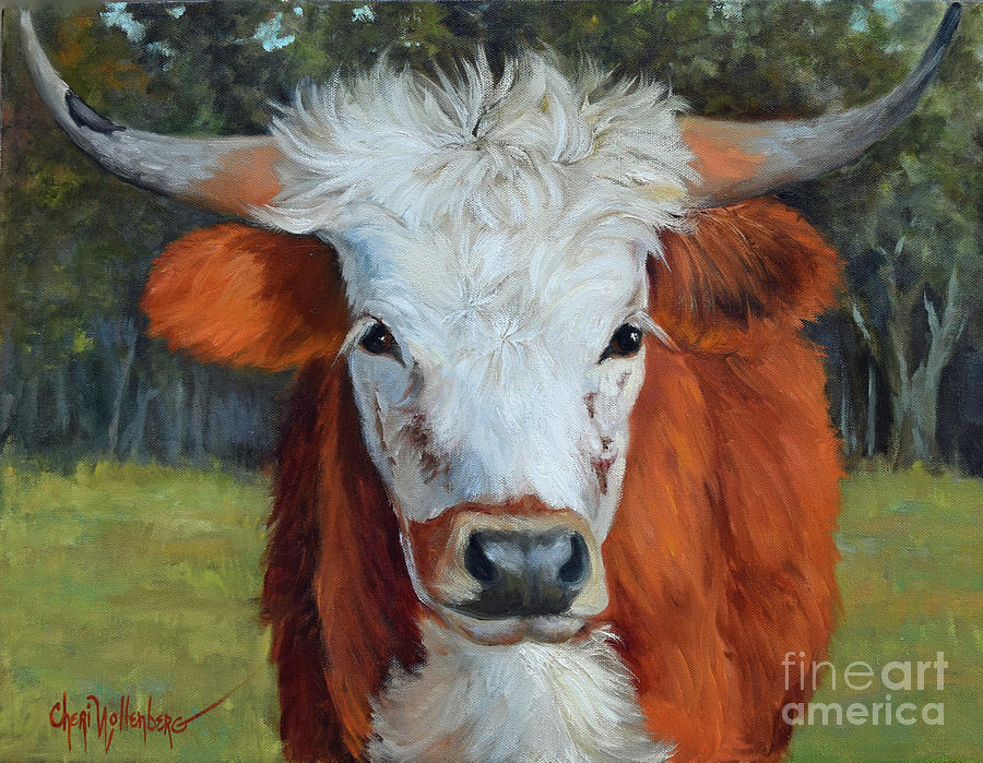 Longhorn Cow Painting II, Ms Tilly  Painting by Cheri Wollenberg