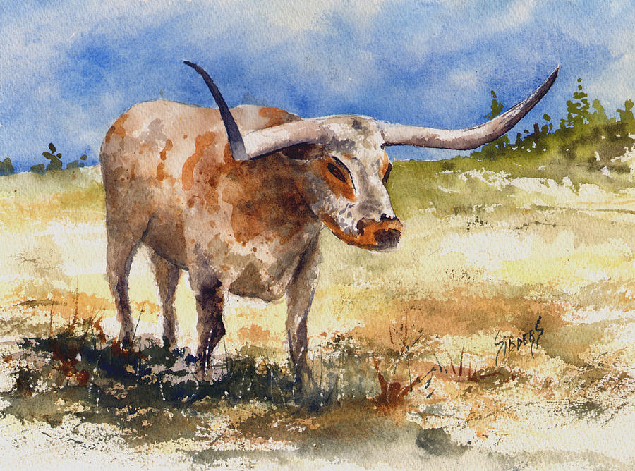Cow Painting - Longhorn by Sam Sidders