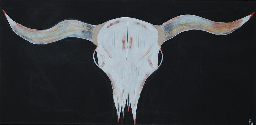 Longhorn Skull Painting by Robert Kelley
