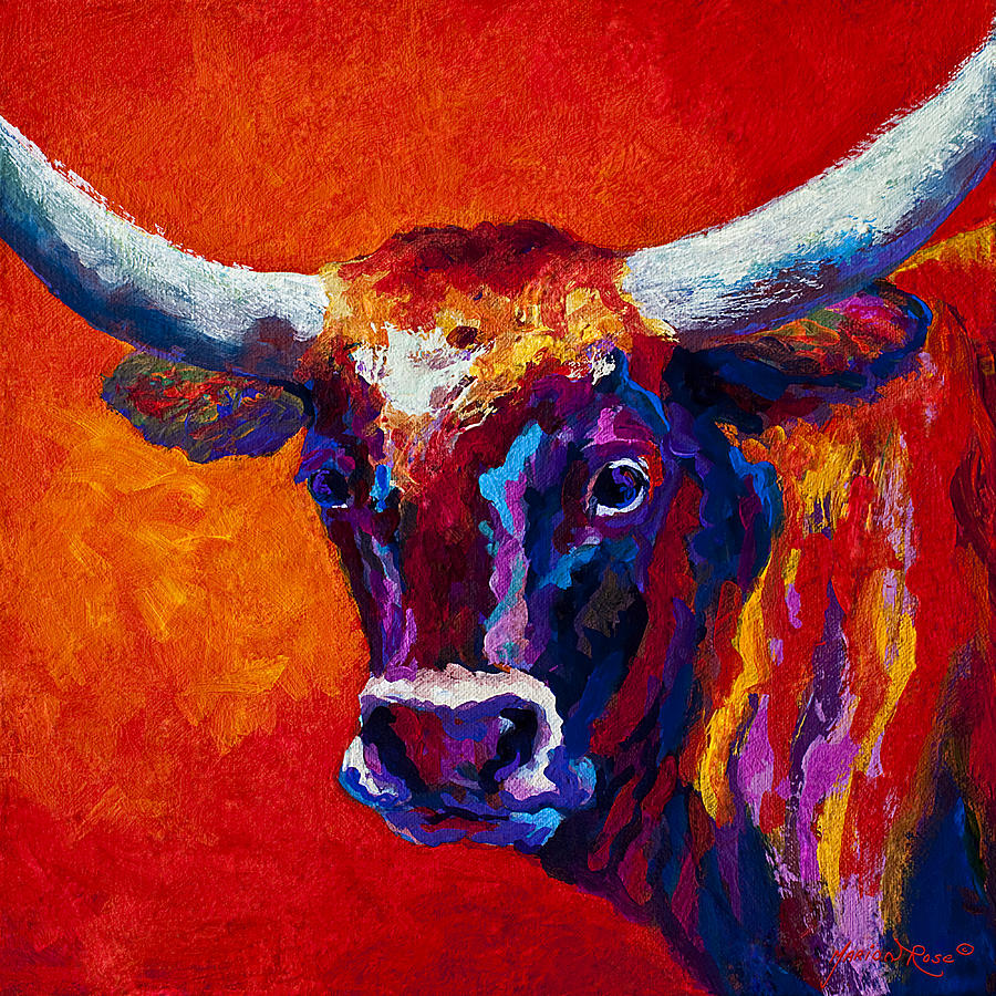 Animal Painting - Longhorn Steer by Marion Rose