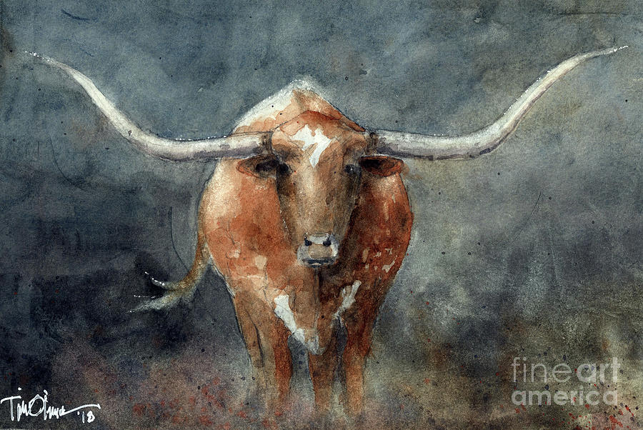 Longhorn Study Painting by Tim Oliver