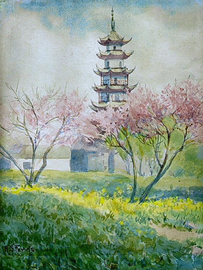 Longhua Temple and Pagoda Shanghai Painting by Reubey Statira Ferris ...