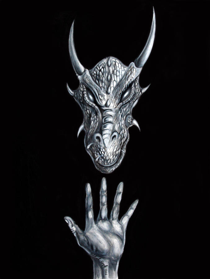 Dragon Drawing - Longing for Illusion by Michael Cook