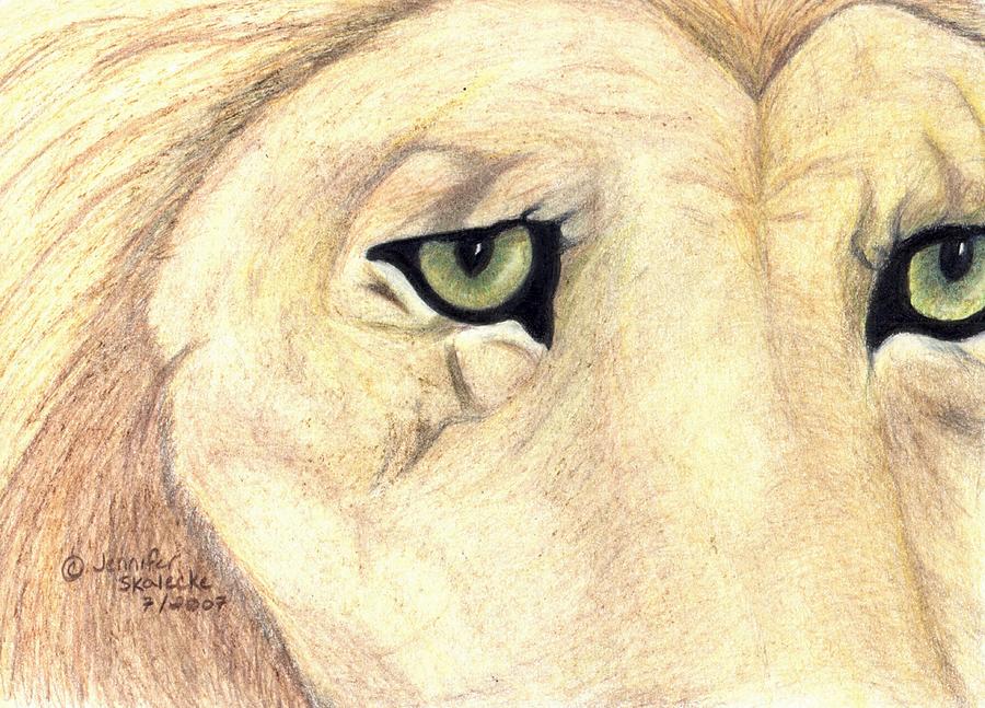 Lion Drawing - Longing by Jennifer Skalecke Lion Drawing - Longing by Jennifer Skalecke