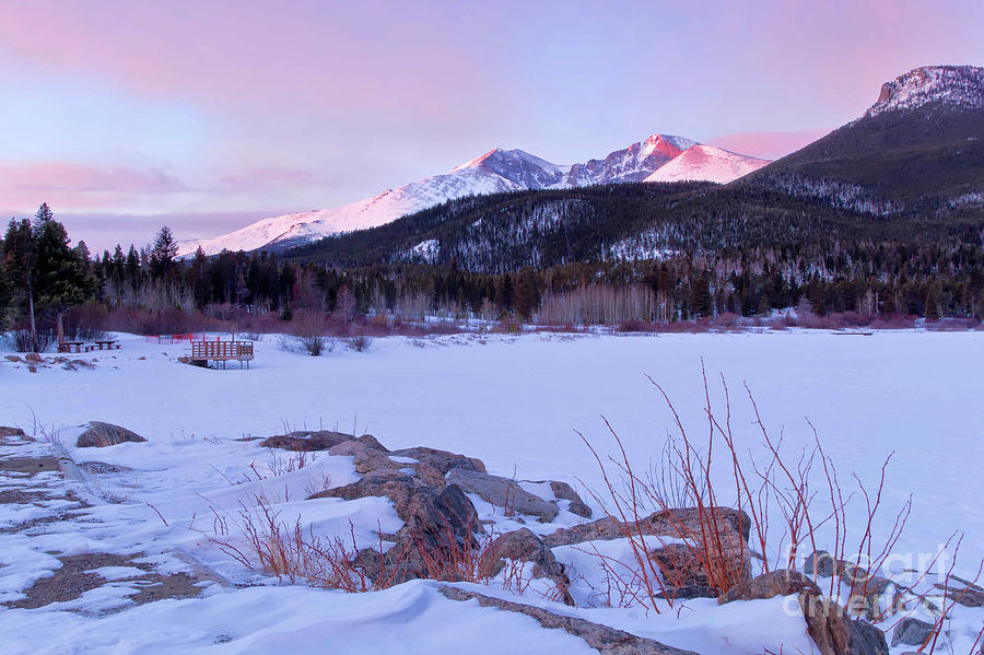 Longs Peak and Lily Lake sunrise in Estes park, Colorado Photograph by Ronda Kimbrow