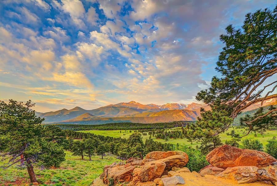 Longs Peak at sunrise from Deer Ridge Overlook Photograph by Fred J Lord
