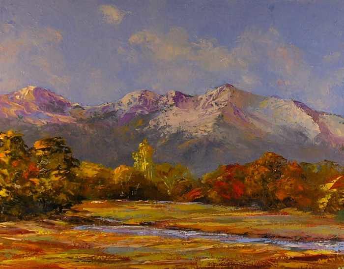 Mountains Painting - Longs Peak in Autumn by Don Barnes Mountains Painting - Longs Peak in Autumn by Don Barnes