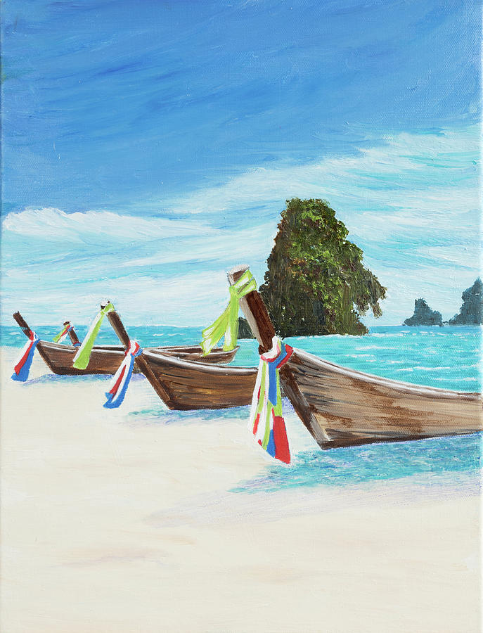 Longtail Boats Painting by Laura Richards