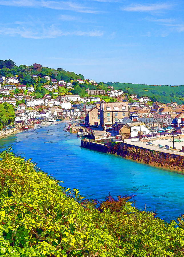 Looe Cornwall England UK with harbour and blue sea and sky bright ...