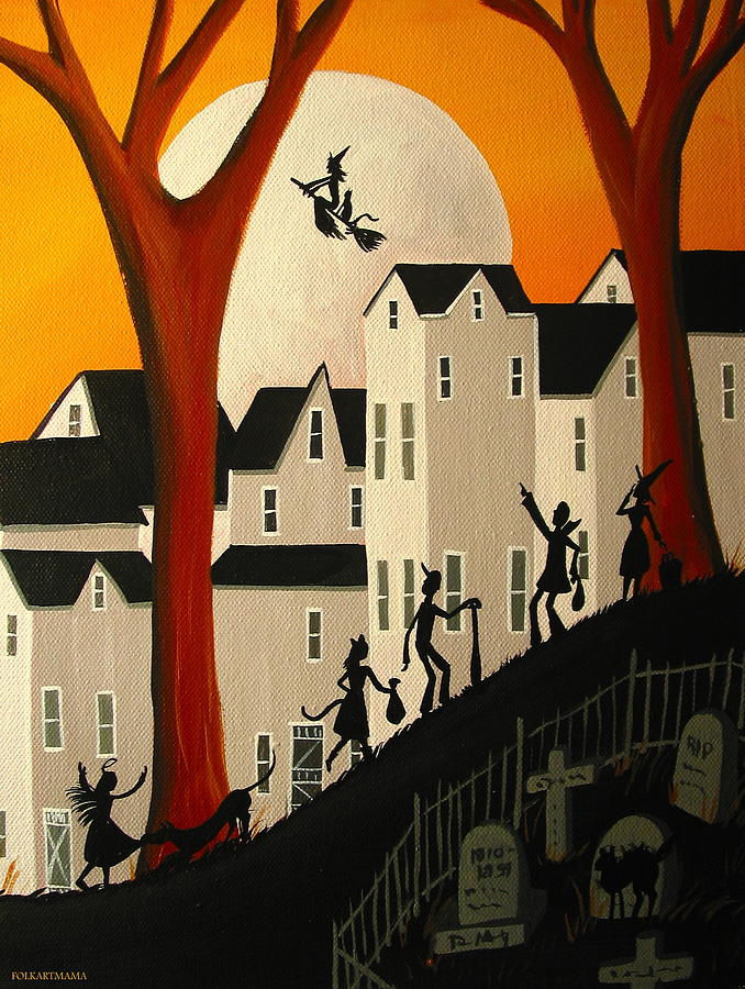 Look A Real Witch - folk art Painting by Debbie Criswell