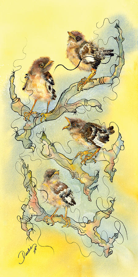 Mockingbird Painting - Look at Me   by Cherie Nowlin McBride - Duckie