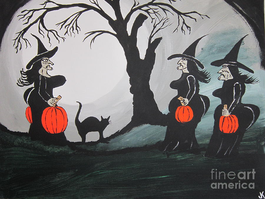 Look At the Size Of Her Pumpkins At Halloween. Painting by Jeffrey Koss