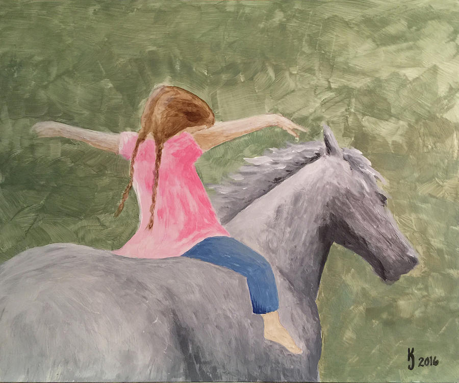 Horse Painting - Look I Can Fly by KJ Burk