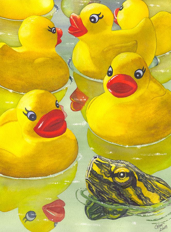 Turtle Painting - Ducky Derby by Catherine G McElroy