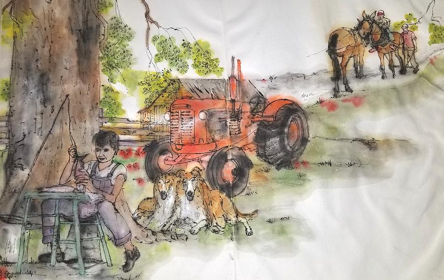 Looking At History Of Farming Album Painting by Debbi Saccomanno Chan