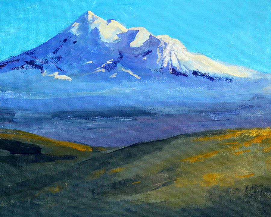Looking at Shasta Painting by Nancy Merkle