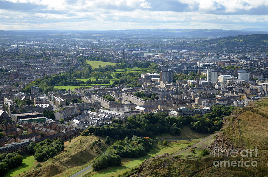 Looking Down at Edinburgh Scotland from Archers Seat Photograph by DejaVu Designs