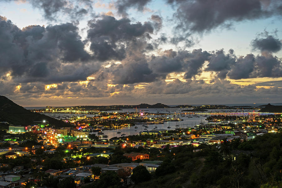 Looking down at Saint Martin during Twilight Photograph by Toby McGuire