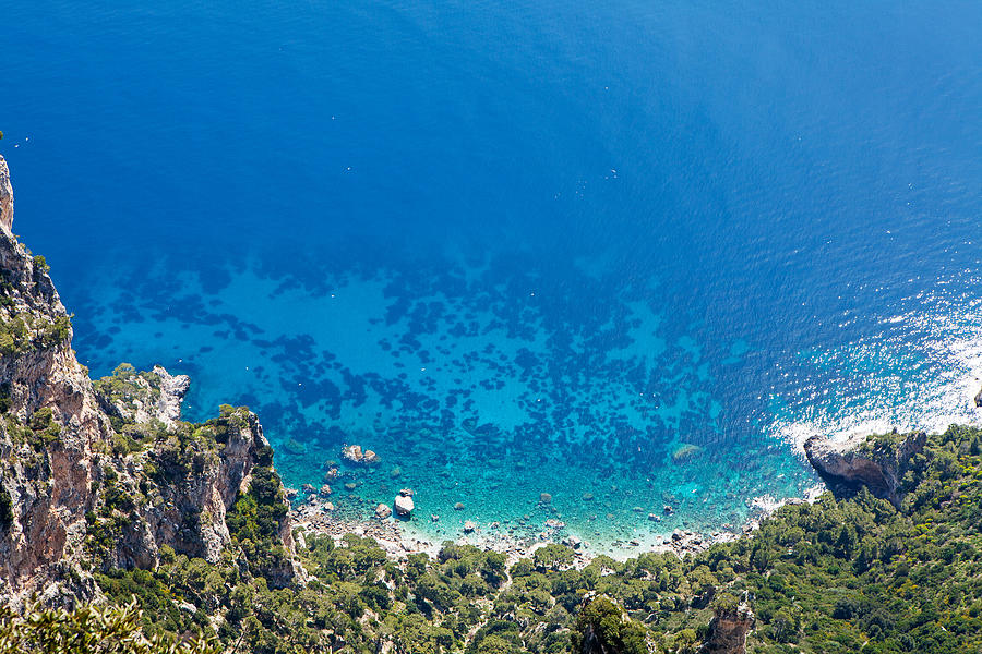 Summer Photograph - Looking Down Cliff onto Mediterranean Sea by Good Focused