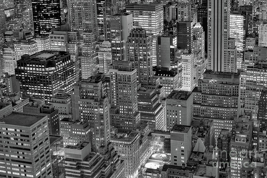 Looking Down from Top of the Rock bw Photograph by Jerry Fornarotto