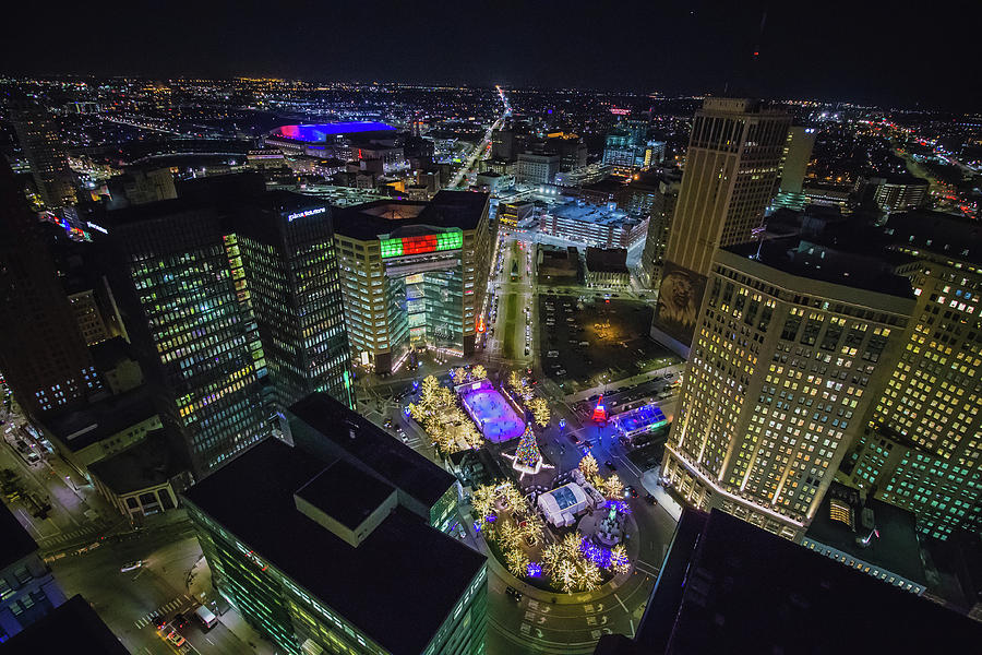 Looking down on Christmas in Detroit Photograph by Jay Smith