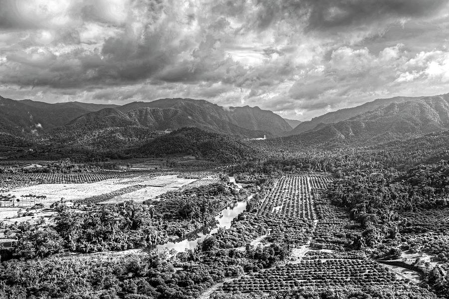 Looking Down on the Sibun River in Belmopan Belize Black and White ...