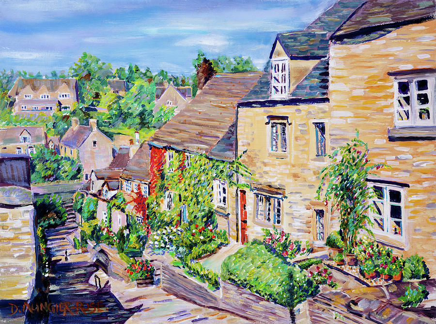 Looking Down The Chipping Steps, Tetbury Painting by Seeables Visual Arts