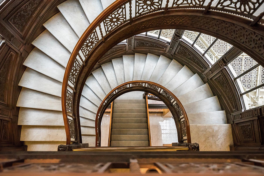 Looking Down the Rookery Building Winding Staircase Photograph by Anthony Doudt