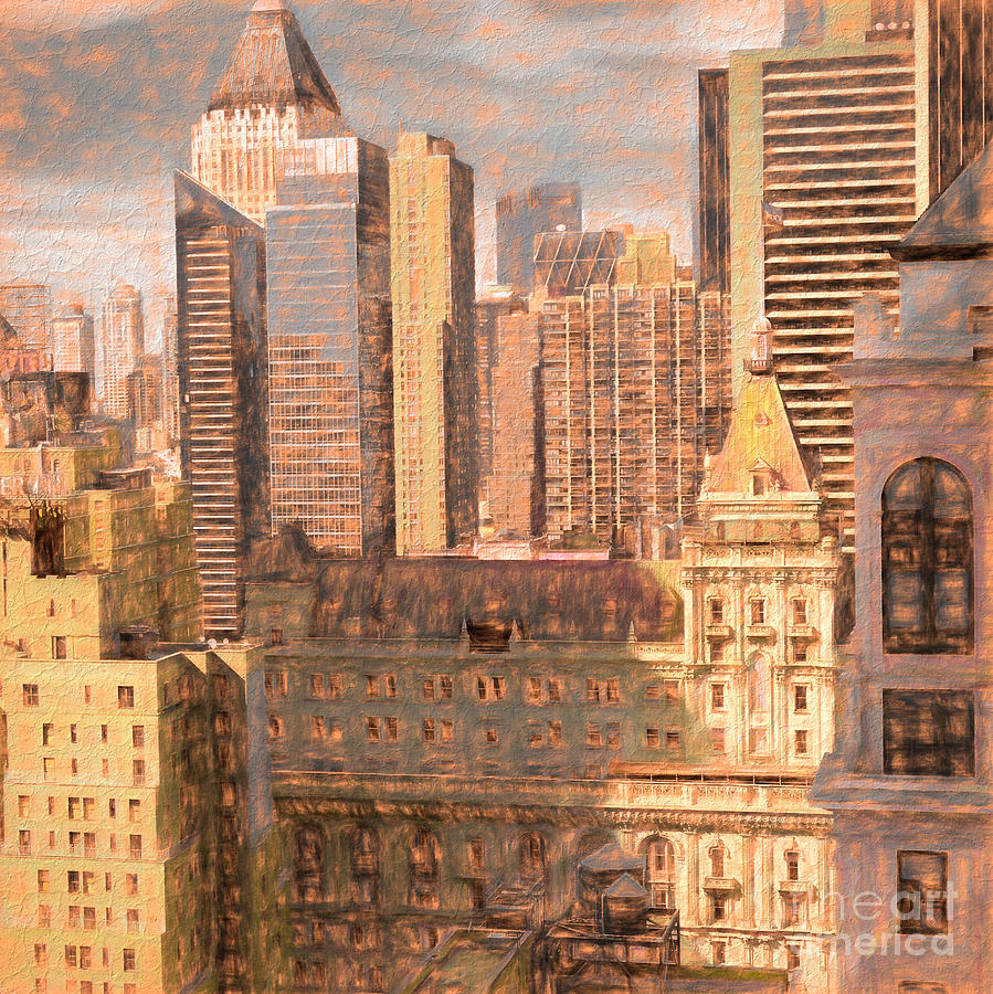 Looking Downtown, Chalk Mixed Media by Susan Lafleur