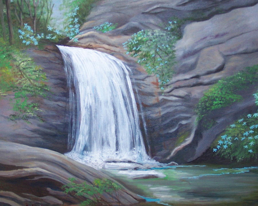 Mountain Painting - Looking Glass Falls by Audrie Sumner