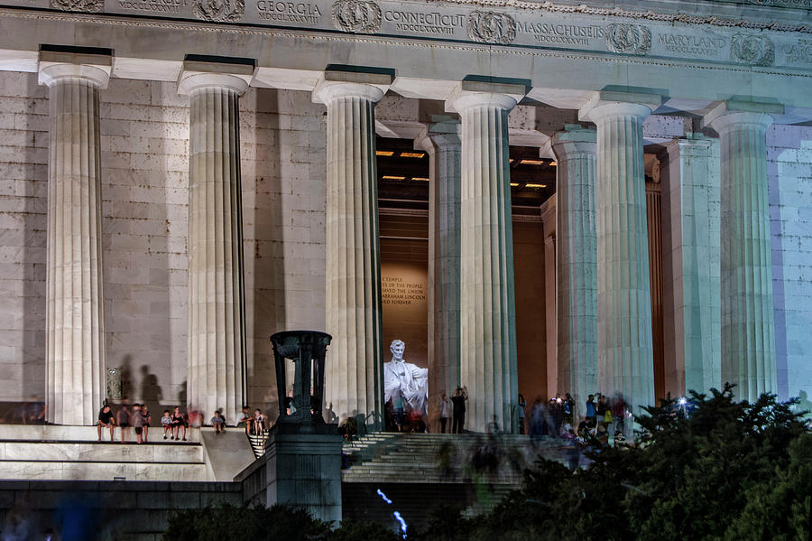 Looking In The Lincoln Memorial At Night Photograph by Greg and Chrystal Mimbs