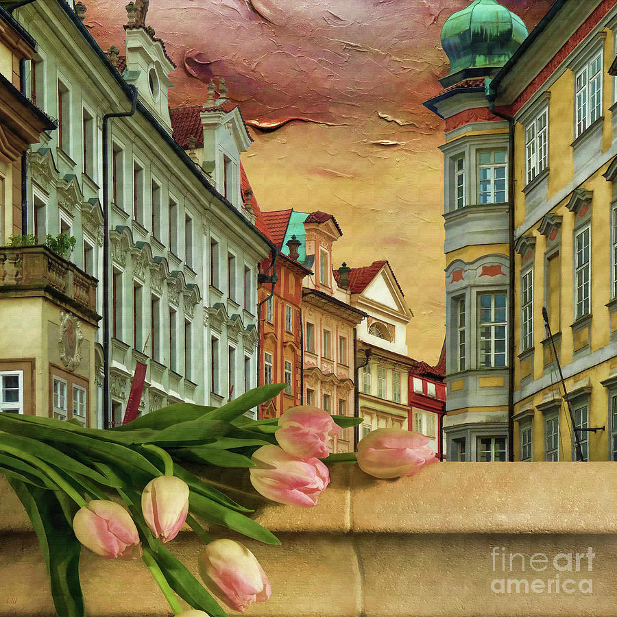 Tulip Painting - Looking Out At Prague  by L Wright