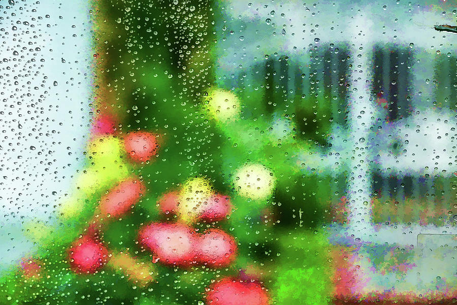 Looking Through Raindrops on a  Window Artistic  Digital Art by Linda Brody