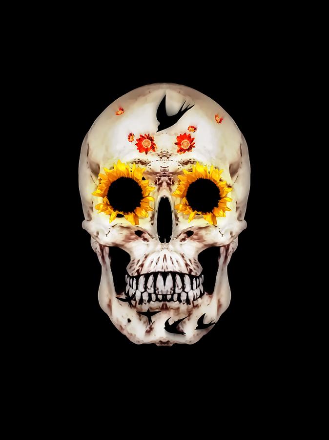 Skull Photograph - Looking through Sunflowers by Heather Joyce Morrill