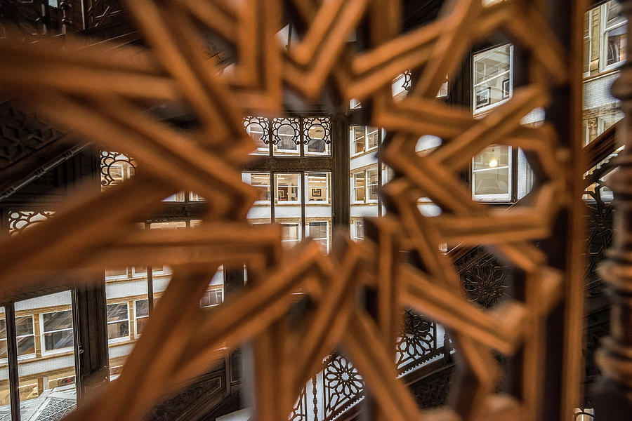 Looking Through the Railing to the Rookery Building Windows Photograph by Anthony Doudt