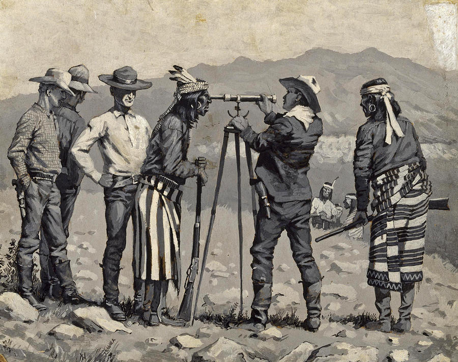 Looking Through the Telescope Painting by Frederic Remington
