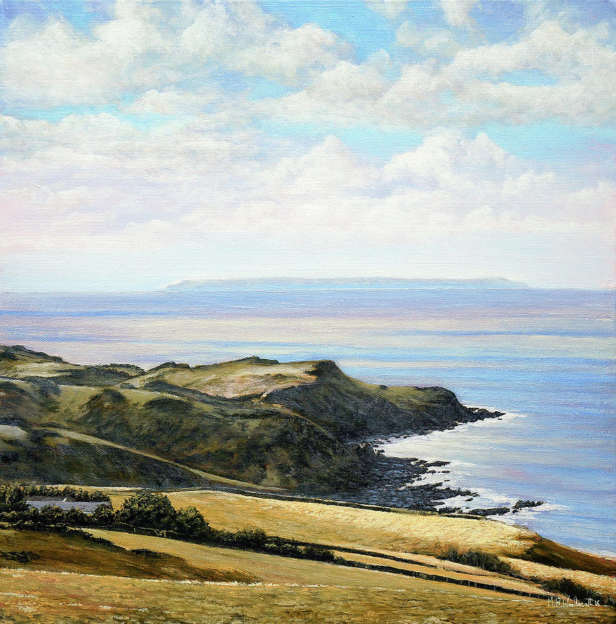 Looking Toward Lundy Island and Lee Bay from Ilfracombe Coast Path Painting by Mark Woollacott