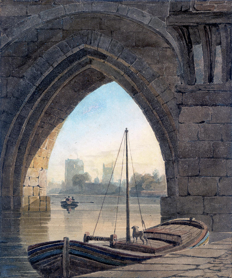 Looking under the Bridge Painting by John Varley