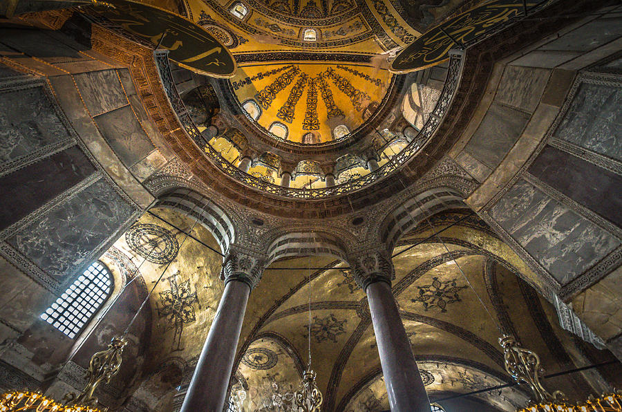 Looking Up at the Aya Sofia Ceiling Photograph by Anthony Doudt