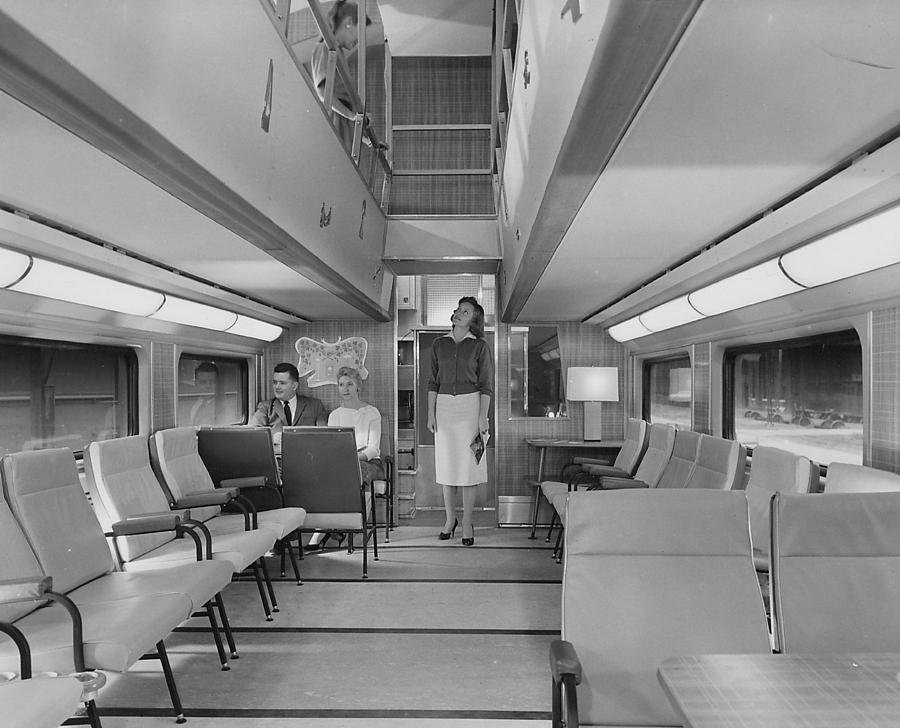 Looking Up in Bilevel Passenger Car - 1958 Photograph by Chicago and North Western Historical Society