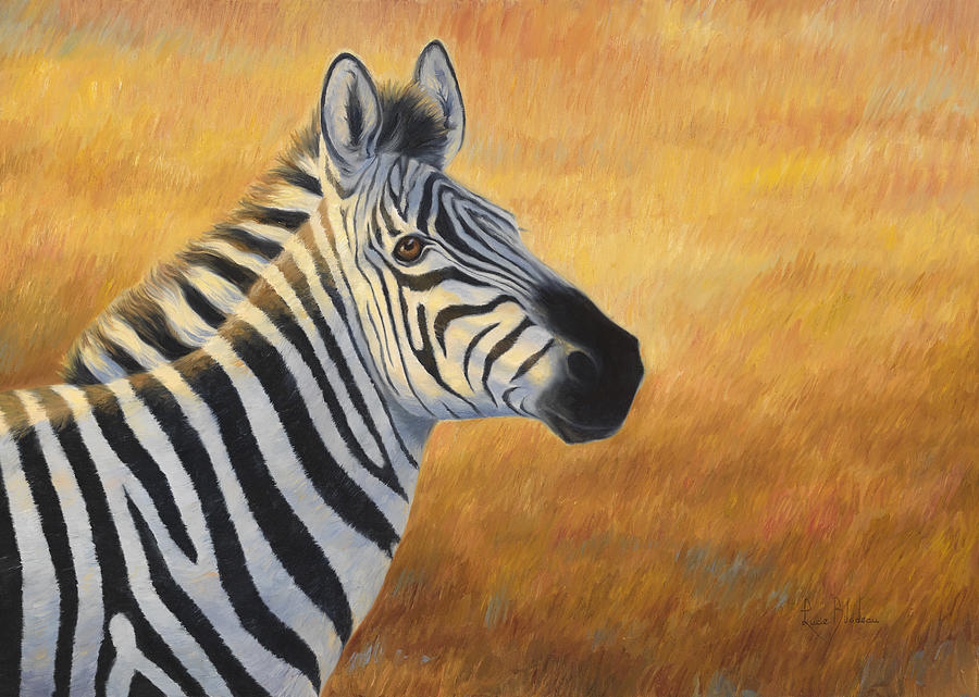 Zebra Painting - Looking Up by Lucie Bilodeau