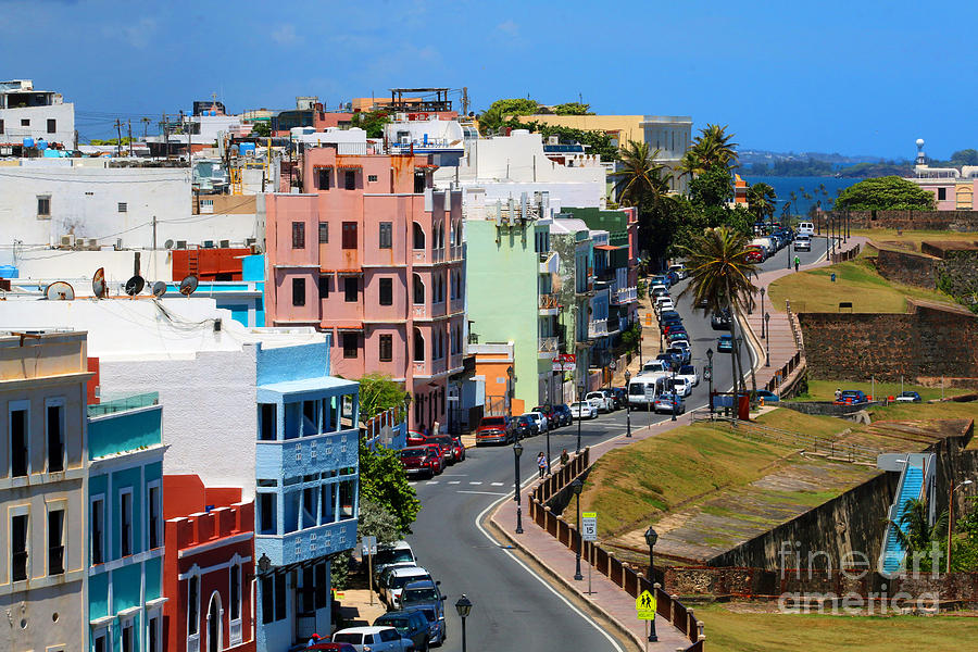 looking up Norzagaray Street in Old San Juan Photograph by Steven Spak